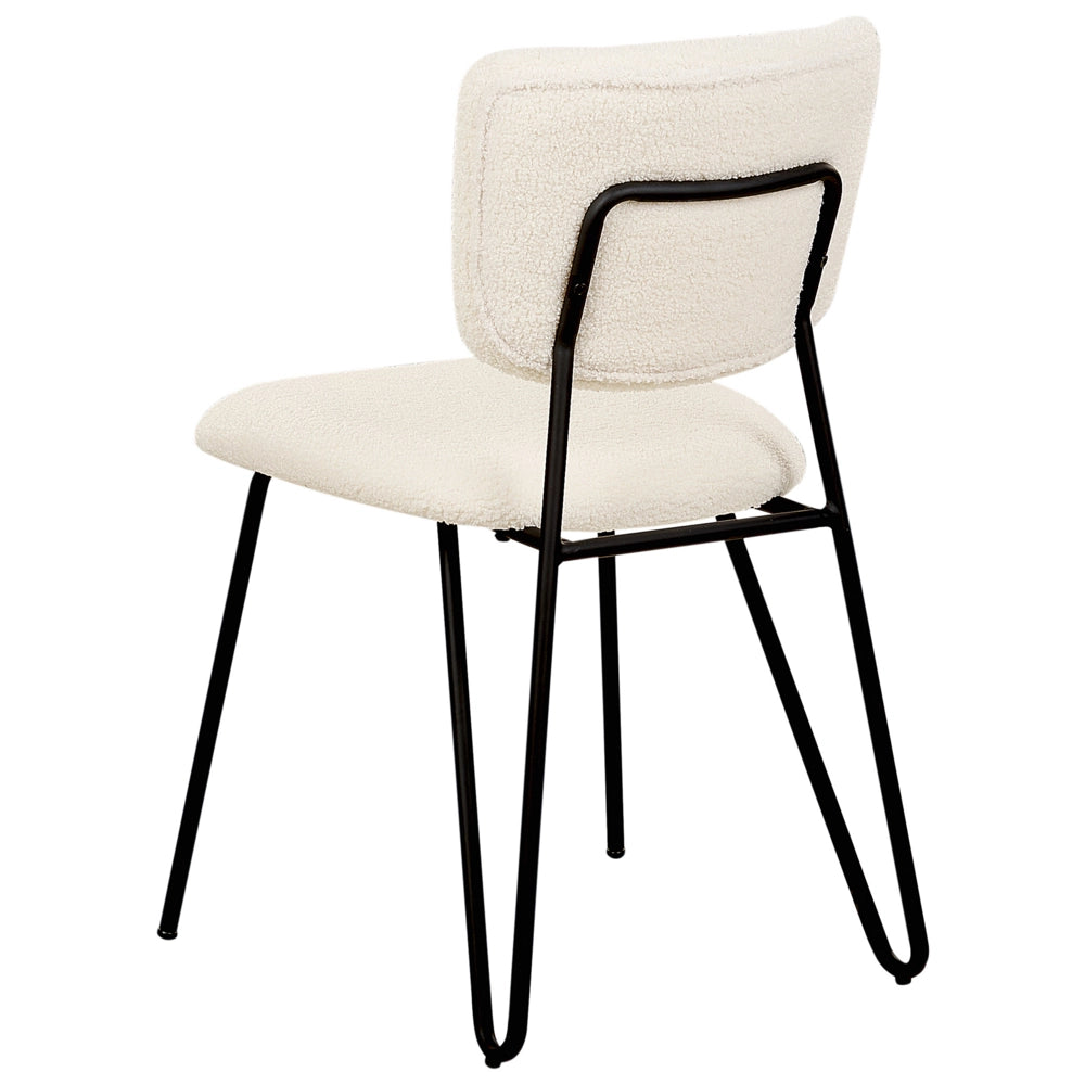 Set di 2 sedie da pranzo moderne Seduta imbottita strutturale in tessuto crema Schienale curvo senza braccioli Design moderno e contemporaneo