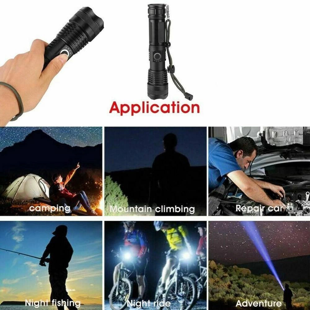 Trade Shop - Torcia Tattica/militare Led Cree T6 Ricaricabile Zoom Doppia Batteria A90-p50 -