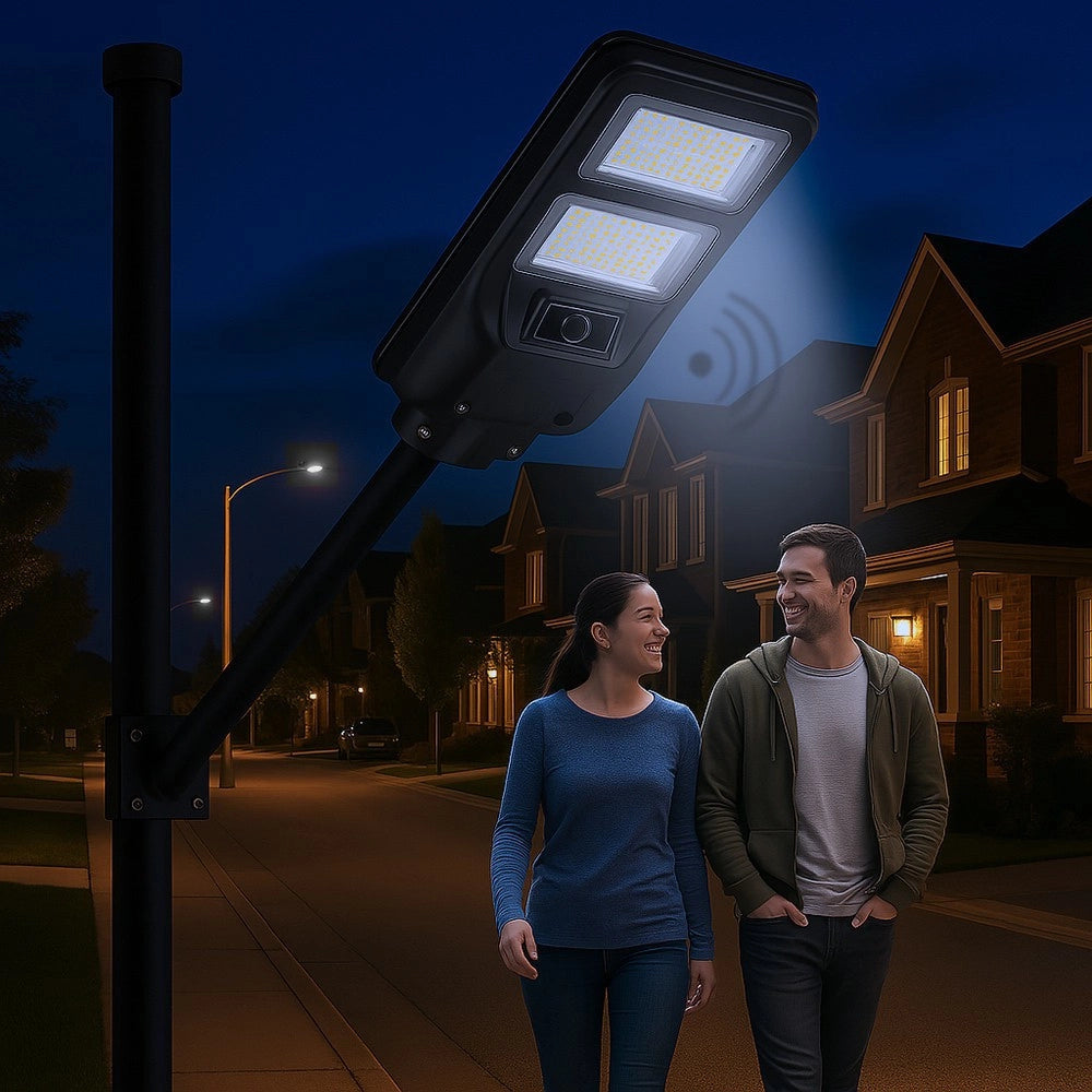 Trade Shop - Lampione Faro Led Solare 100w 160w 220w 300w Con Sensore Crepuscolare Prossimità Es-p-f -  100 Watt