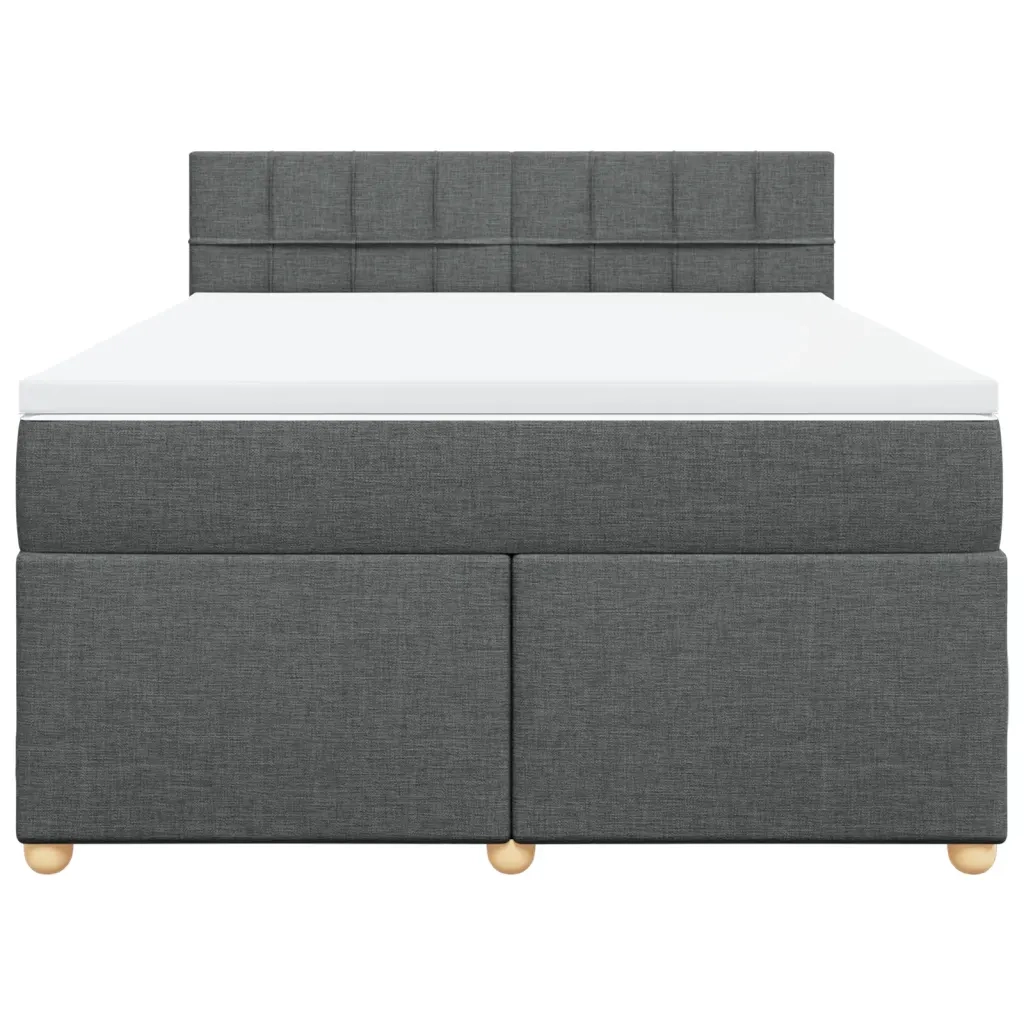 Giroletto a Molle con Materasso Grigio Scuro 140x200cm Tessuto