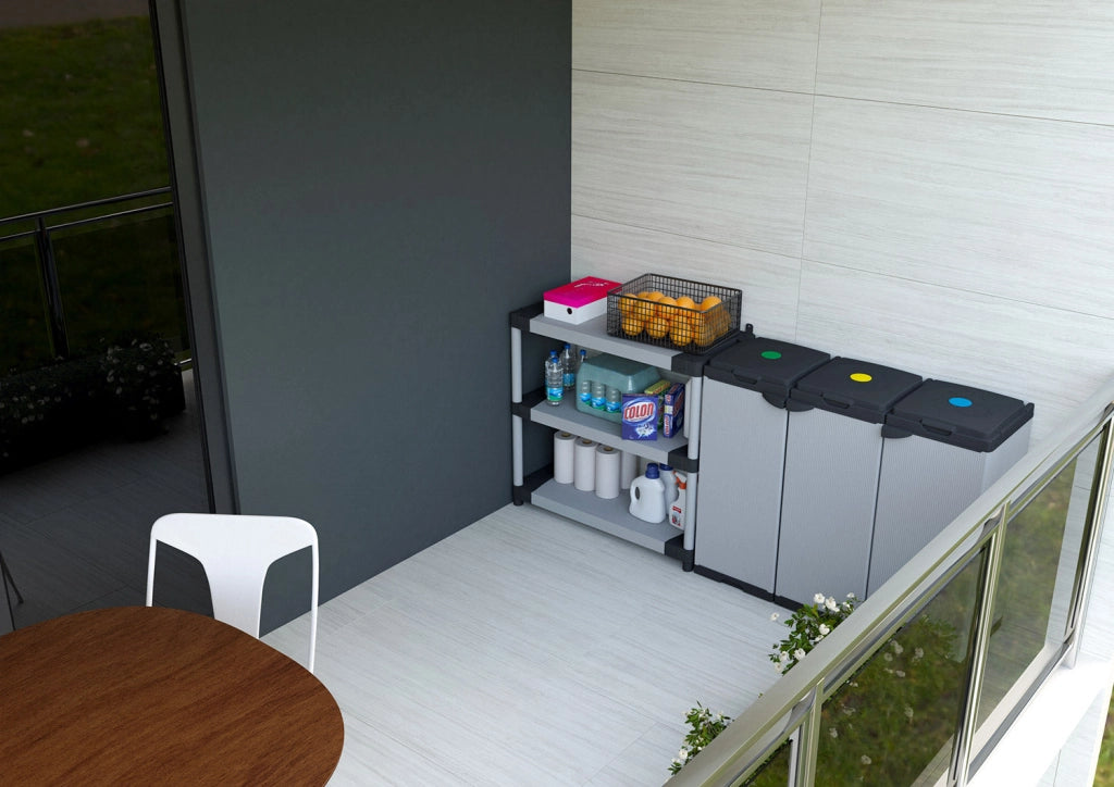 Scaffale 3 Ripiani 80x40x85 cm in Resina PVC Grigio