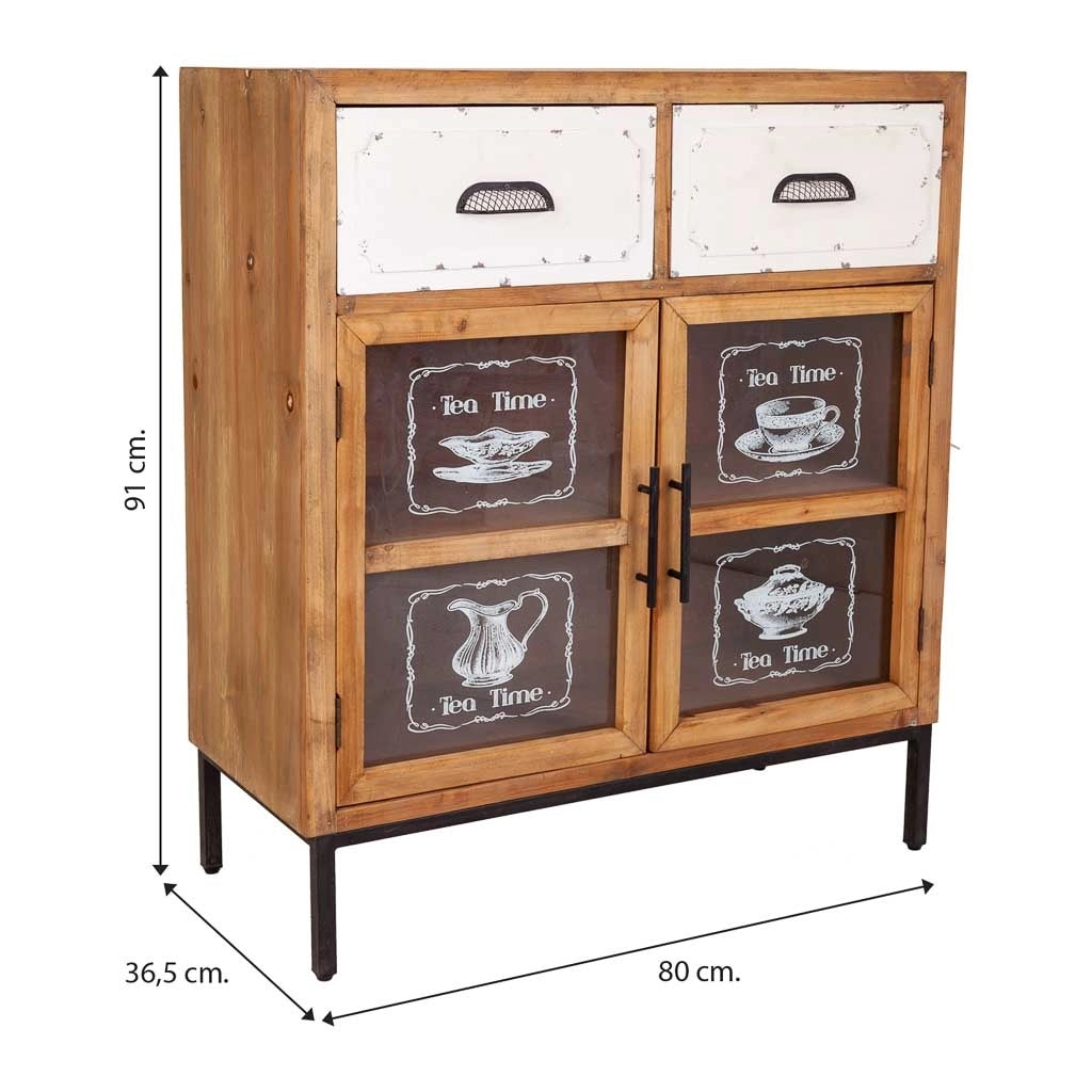 Mobile da ingresso in legno e metallo marrone 80x36,5x91h