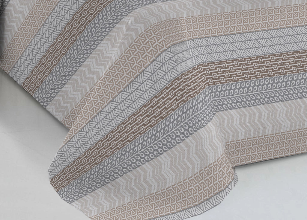 Copriletto Piquet Primavera Estate 100% Cotone Disegno Azteco - Singolo - Beige