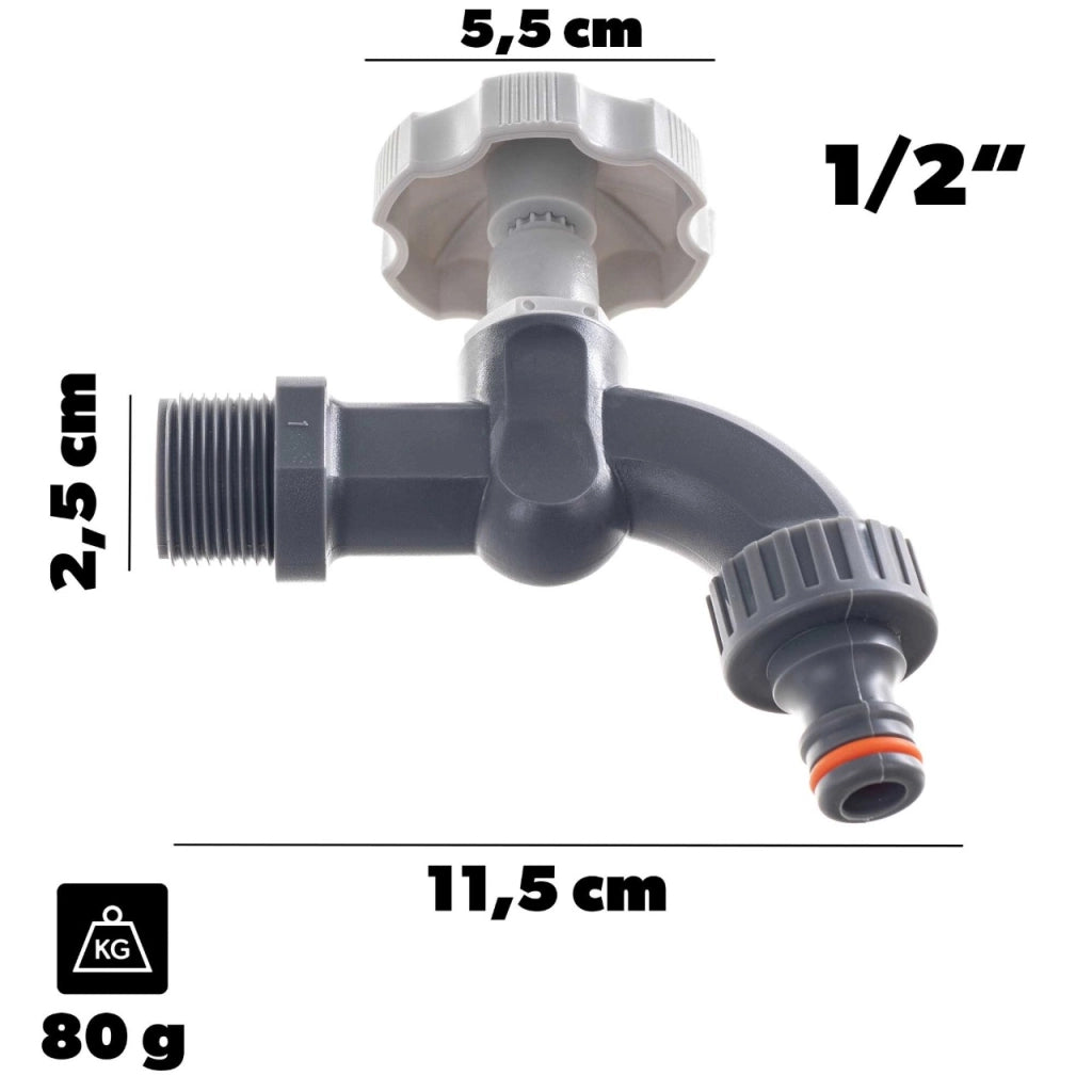 Rubinetto da giardino KADAX 3/4 per serbatoio di acqua piovana con valvola a barilotto.