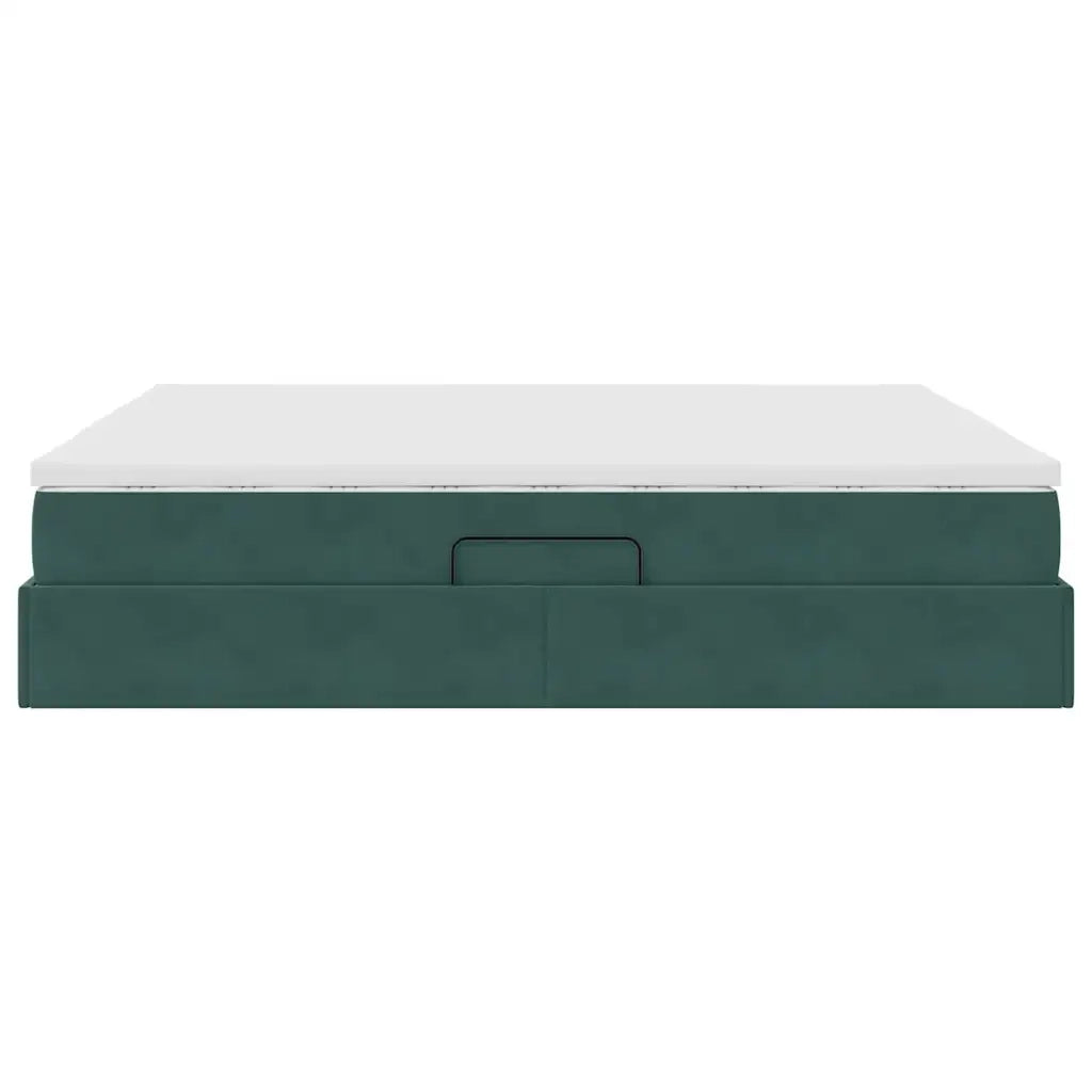 Letto con contenitore e materasso Verde Scuro 160 x 200 cm