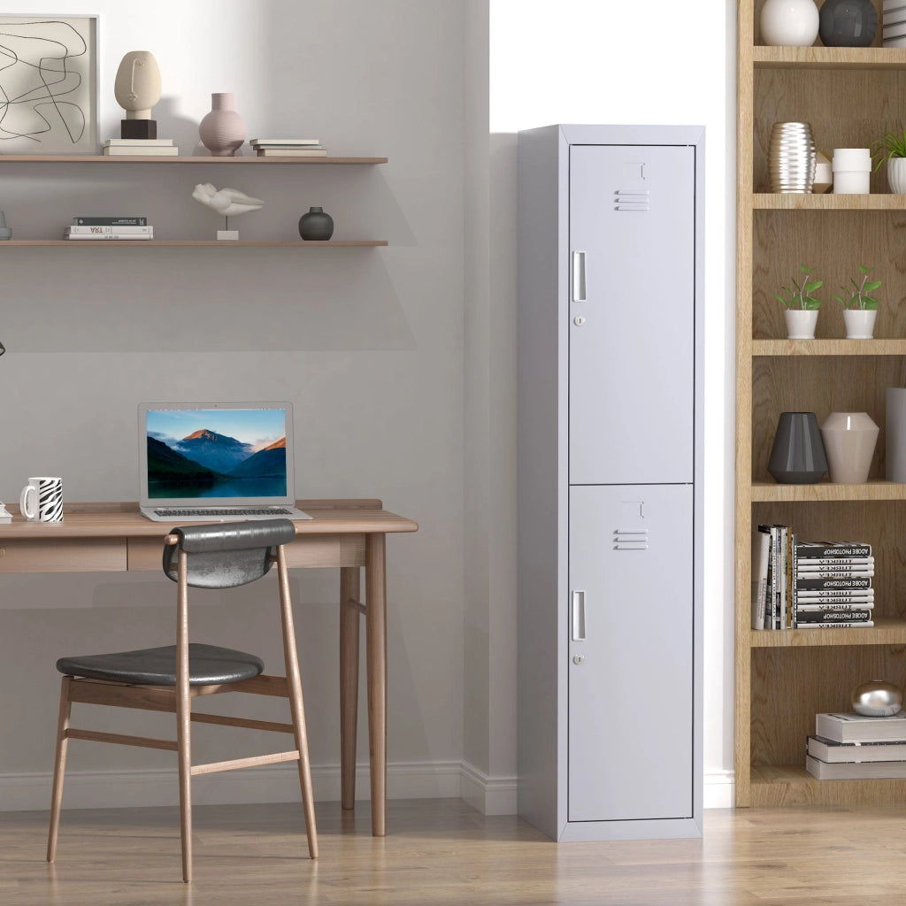 Armadietto Guardaroba in Acciaio 4 Ripiani 2 Porte con Chiusura di Sicurezza Grigio 38x46x180 cm