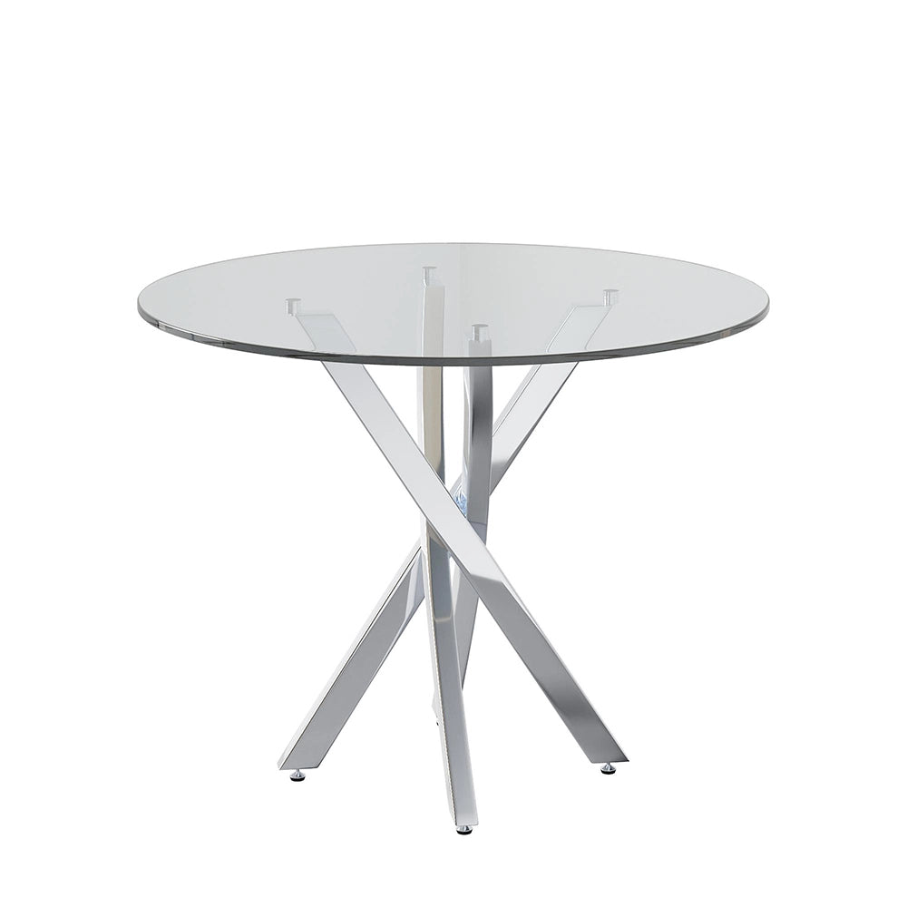 Tavolo rotondo in vetro temperato - Xylo - 80x80x75cm - Argento