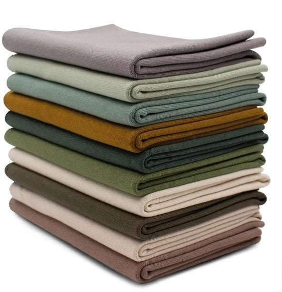 Set di 10 manopole di stoffa a forma di tubo, 95% cotone, 5% elastan, selezione jersey (naturale 2, set da 10)