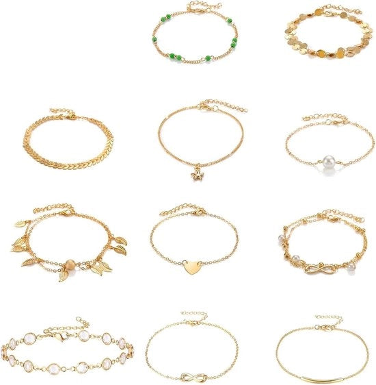 Anelli d'oro unici - set da 10 pezzi per donne, ragazze e adolescenti