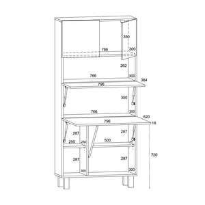 Mobile libreria scrivania richiudibile salvaspazio Bianco Opaco HOMI