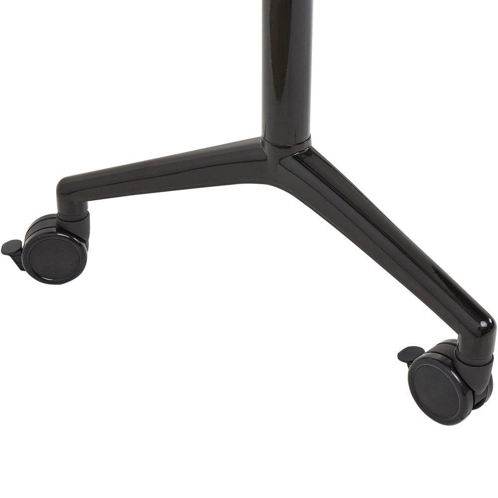 Scrivania rettangolare pieghevole con rotelle portatile con struttura in metallo marrone chiaro e nero 180 x 60 cm stile moderno