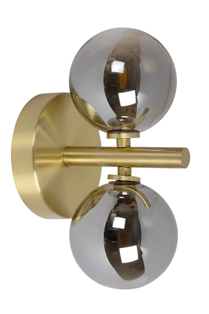 Applique Lucide Tycho 2 luci G9 28W ottone vetro fumé