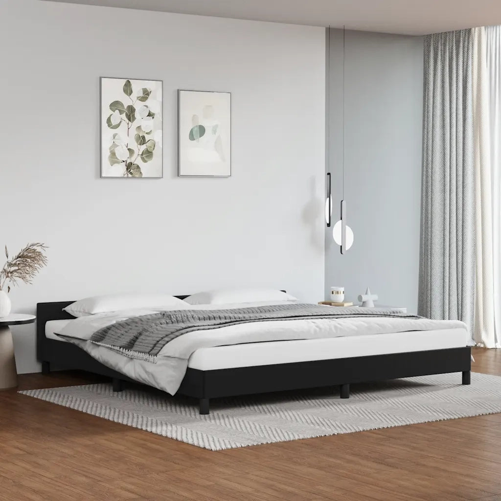 Giroletto con Testiera senza Materasso-Struttura Letto Nero 200x200 cm