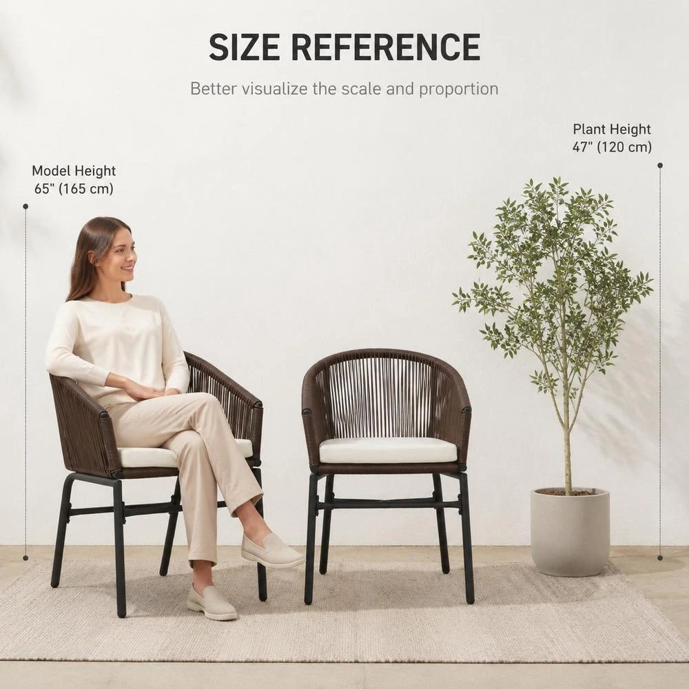 Garden Chairs, 2 Pieces, Brown PE Rattan