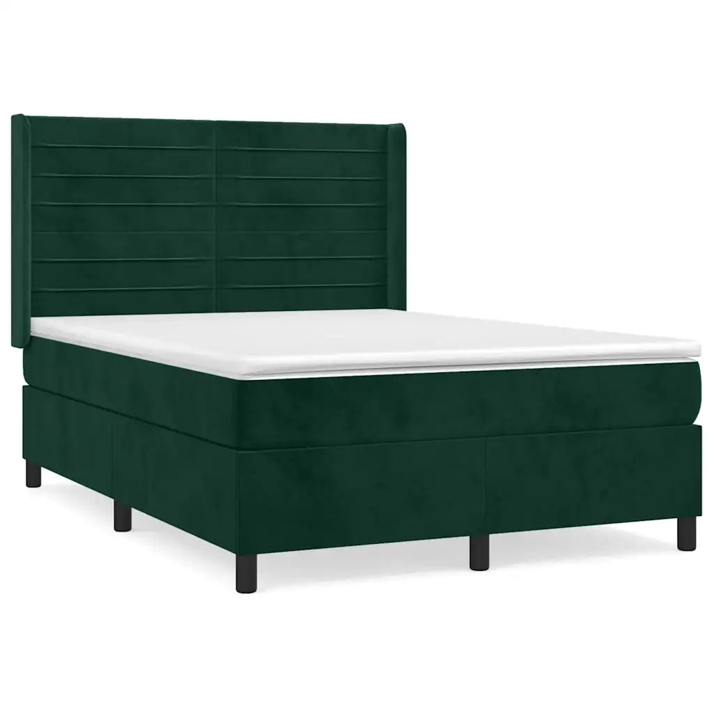 Giroletto a Molle con Materasso Verde Scuro 140x190 cm Vellutocod mxl 98737
