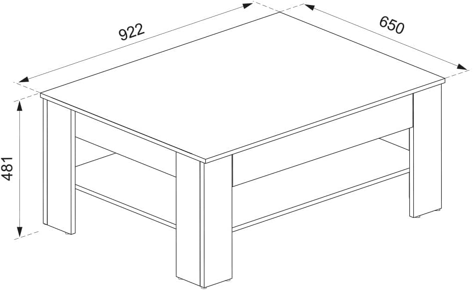 Tavolino Milan, Sonoma, 92.2 x 65 cm, con vano portaoggetti per riporre riviste e telecomandi