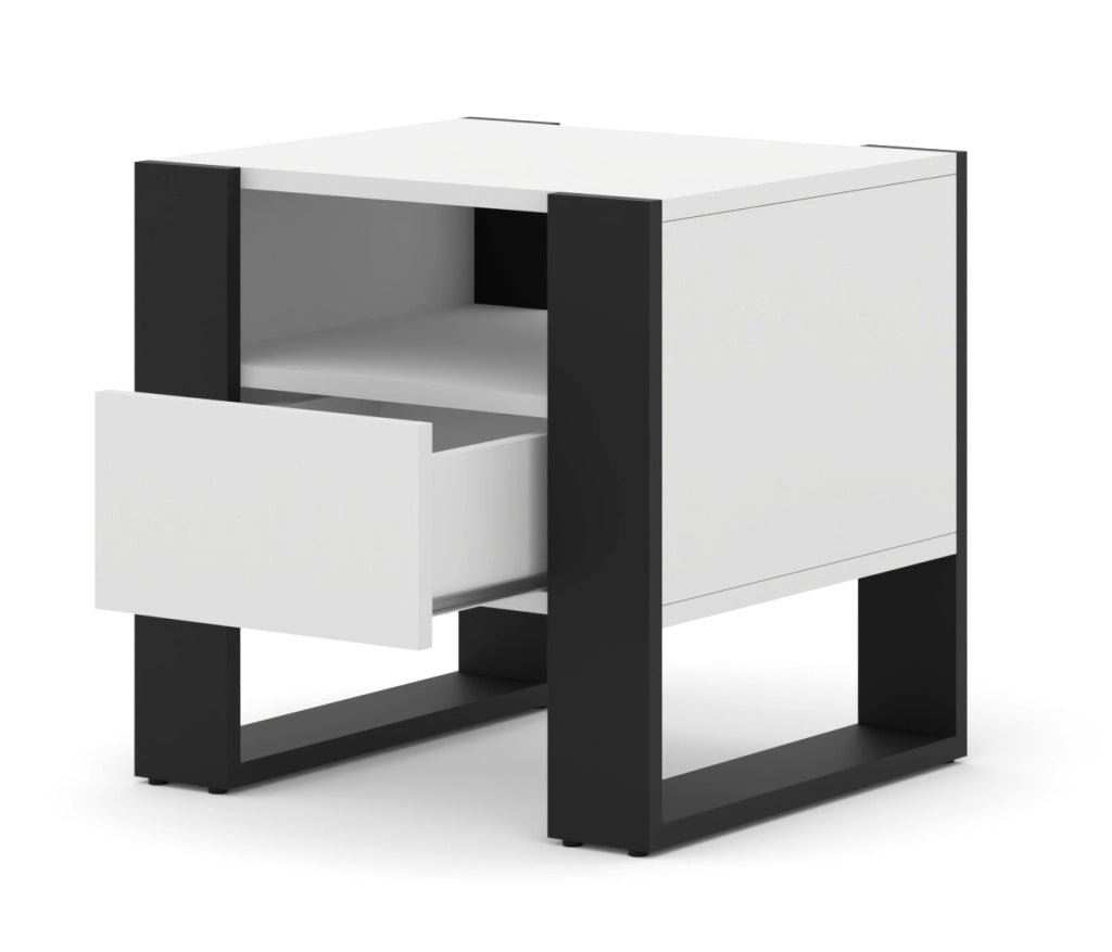 MOBILE COMODINO TAVOLINO DA CAMERA BIANCO OPACO 48x47.50x40cm MONDI
