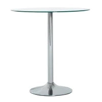 Tavolo da Pranzo Rotondo con Piano in Vetro, Telaio Metallico, Colore Argento