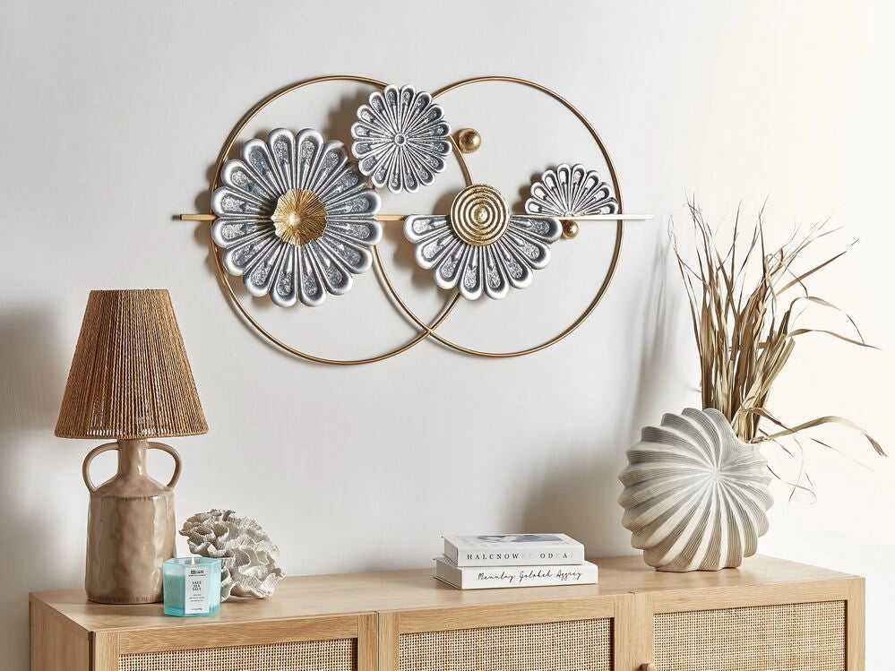 Decorazione da parete Arte da parete fatta a mano in ferro grigio e oro Accessorio in stile industriale moderno