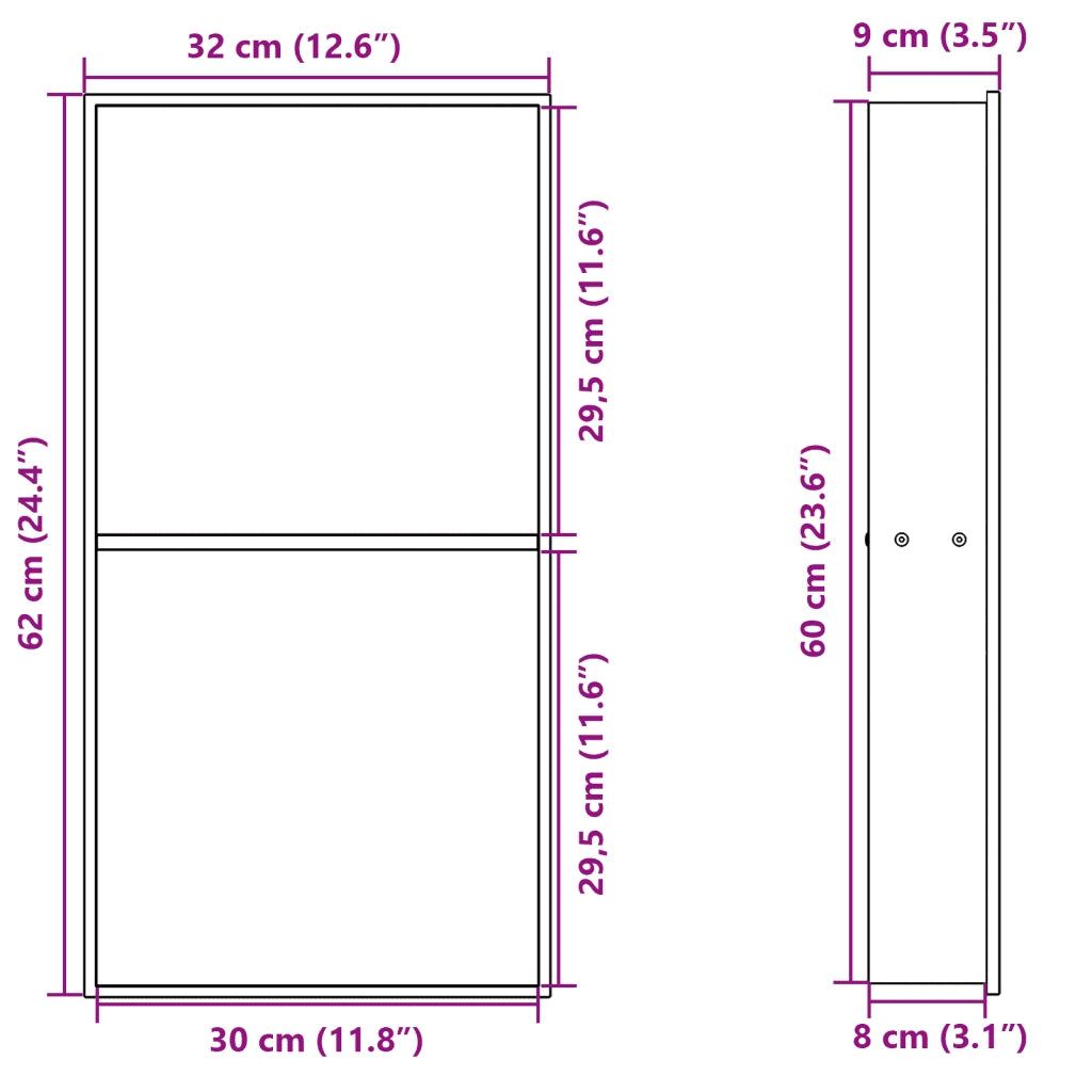 Nicchia per Doccia Bianco Opaco 32x62x9cm in Acciaio Inox CFW9255851