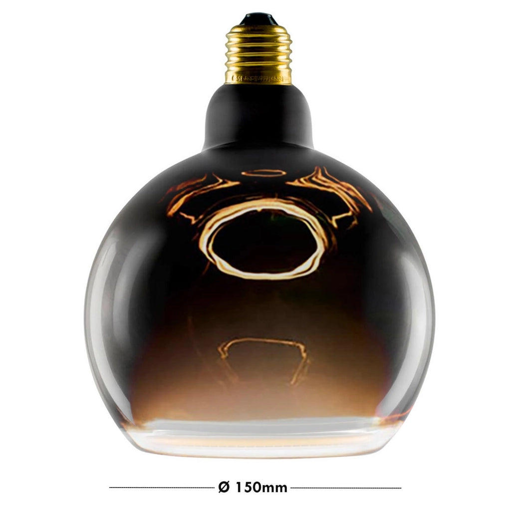 Lampada di design vetro LED E27 nera serie BLACK MOON luce calda decorativa Effetto Fluttuante bar pub ristorante albergo Ø 150mm