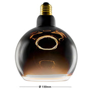 Lampada di design vetro LED E27 nera serie BLACK MOON luce calda decorativa Effetto Fluttuante bar pub ristorante albergo Ø 150mm