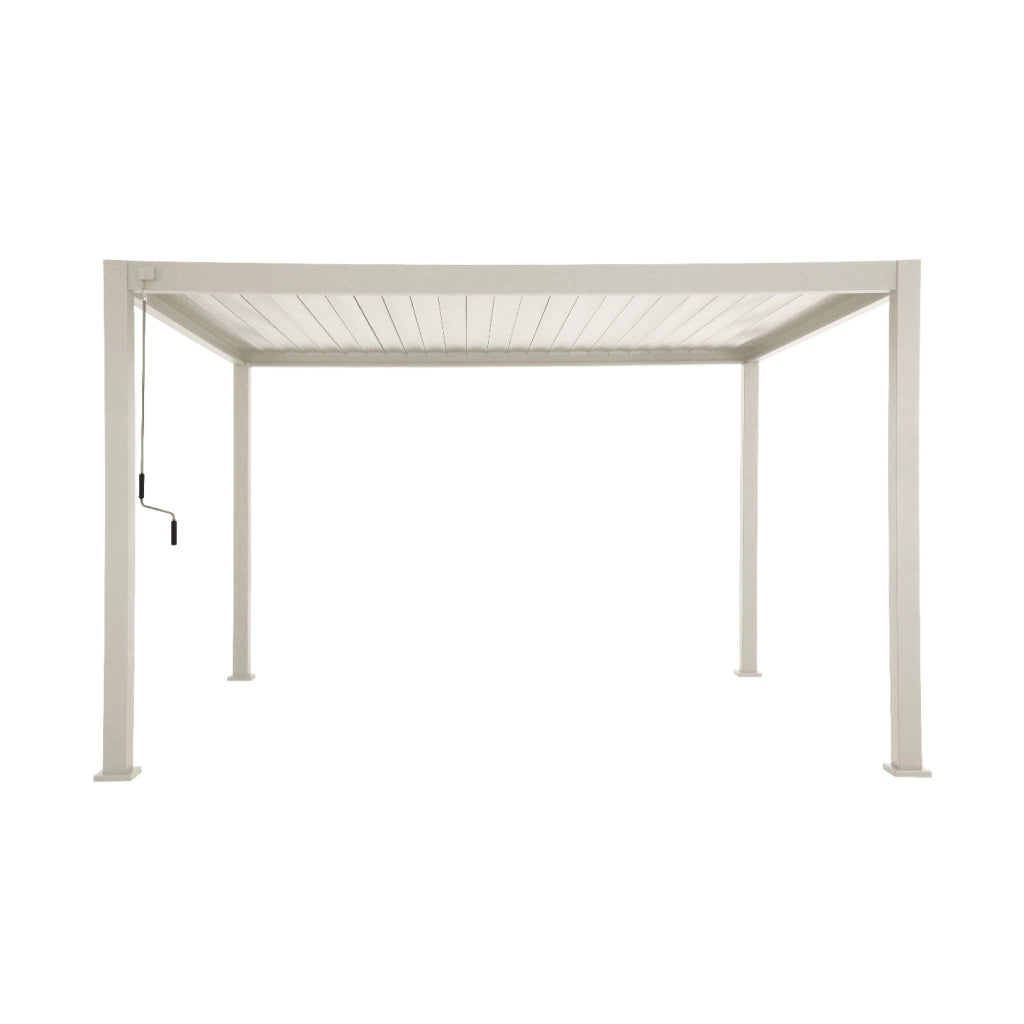 Pergola bioclimatica 3x4m in alluminio + tenda da sole 3m, beige