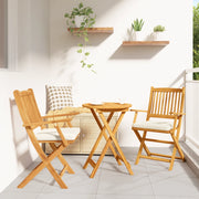 Sedie da giardino pieghevoli  con cuscino bianco 2 pezzi in legno massello di acacia