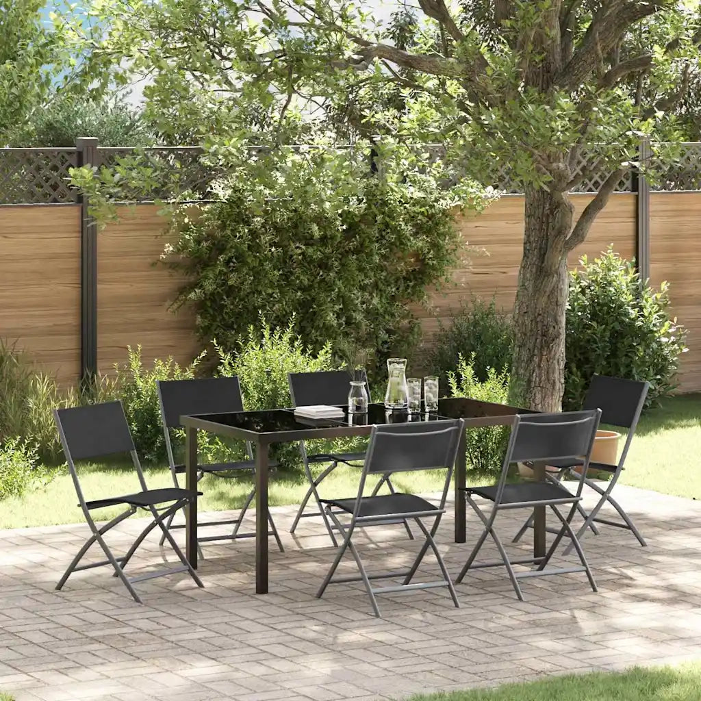 Set da Pranzo per Giardino 7 pz | Set Salotto da Giardino Nero