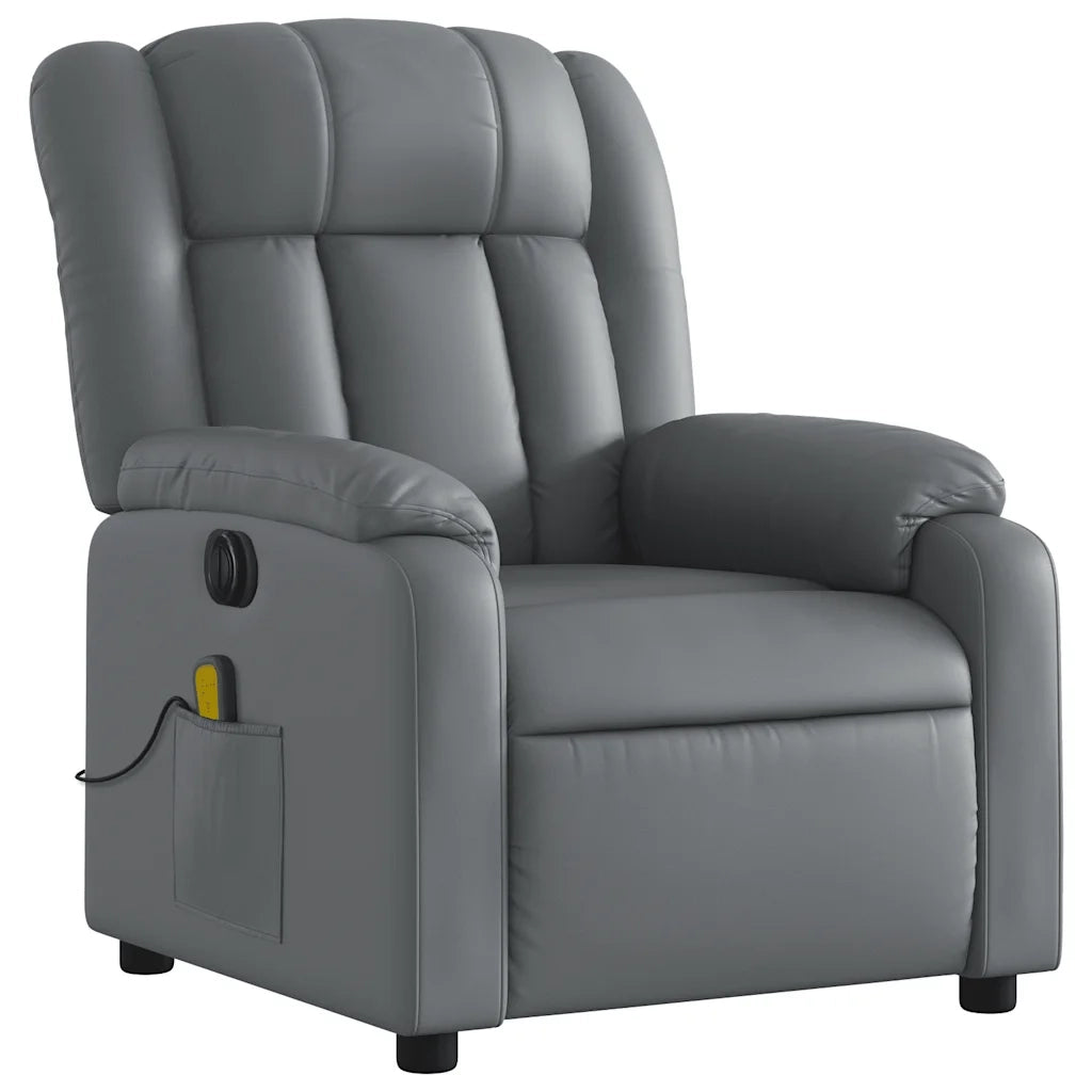 Poltrona Massaggiante Elettrica Reclinabile Grigio Similpelle 3205260