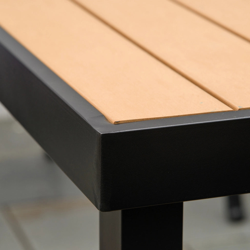 Tavolo da Giardino 6 Posti in Alluminio e Plastica ¨C zephmum ¨C Nero e Color Legno