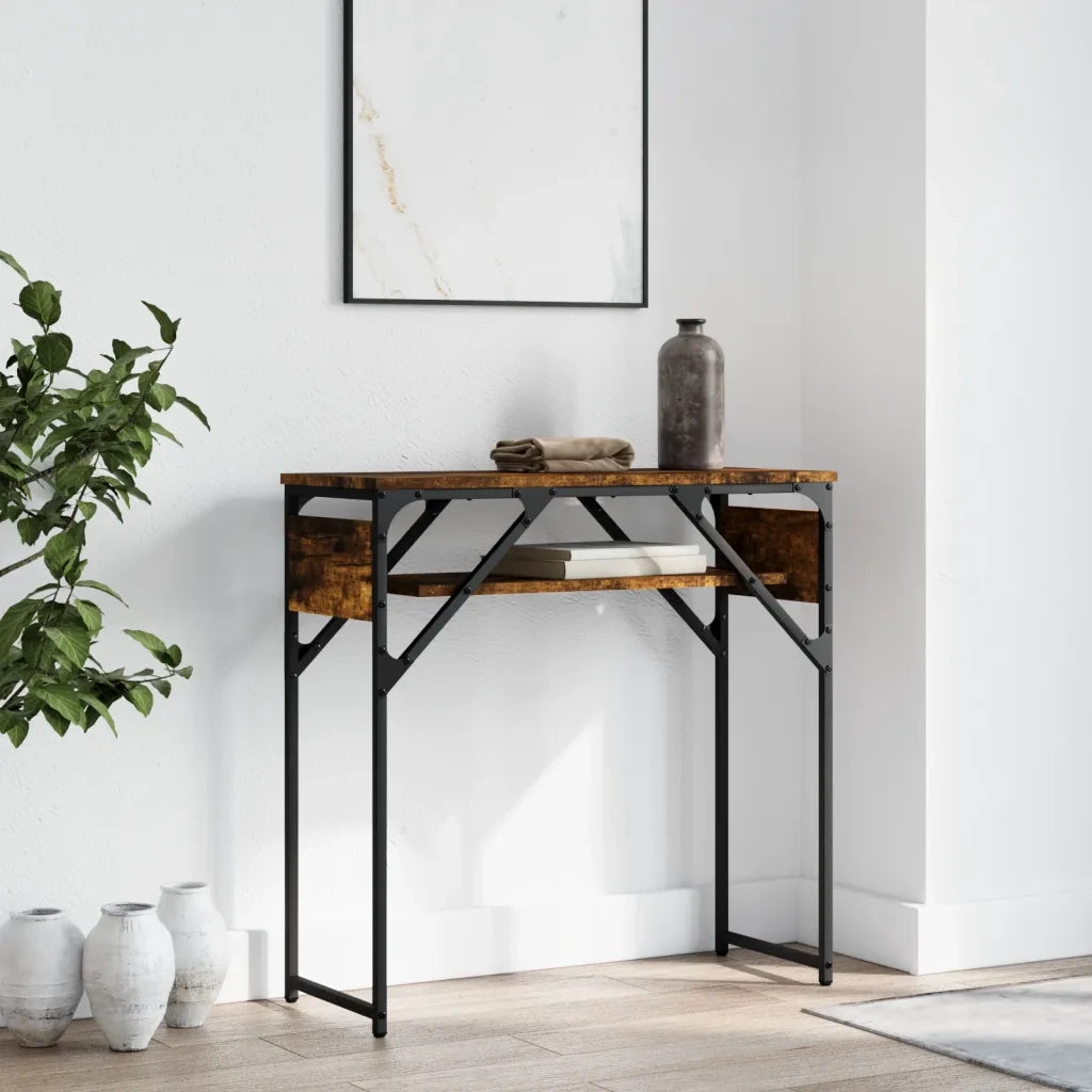 Tavolo Consolle | Tavolo d'Ingresso Ripiano Rovere Fumo 75x30x75 Legno Multistrato