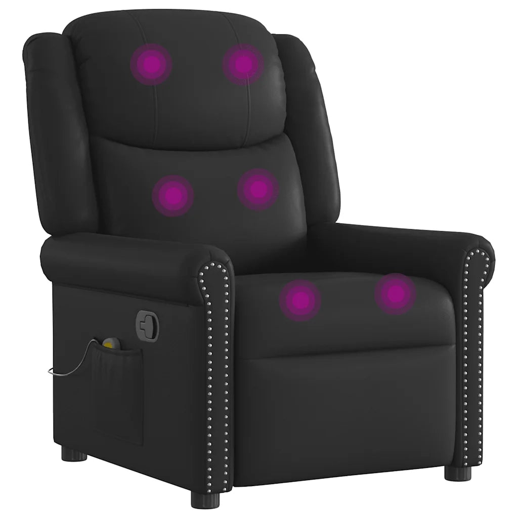 Poltrona Reclinabile Nera in Similpelle Lucida 4015678