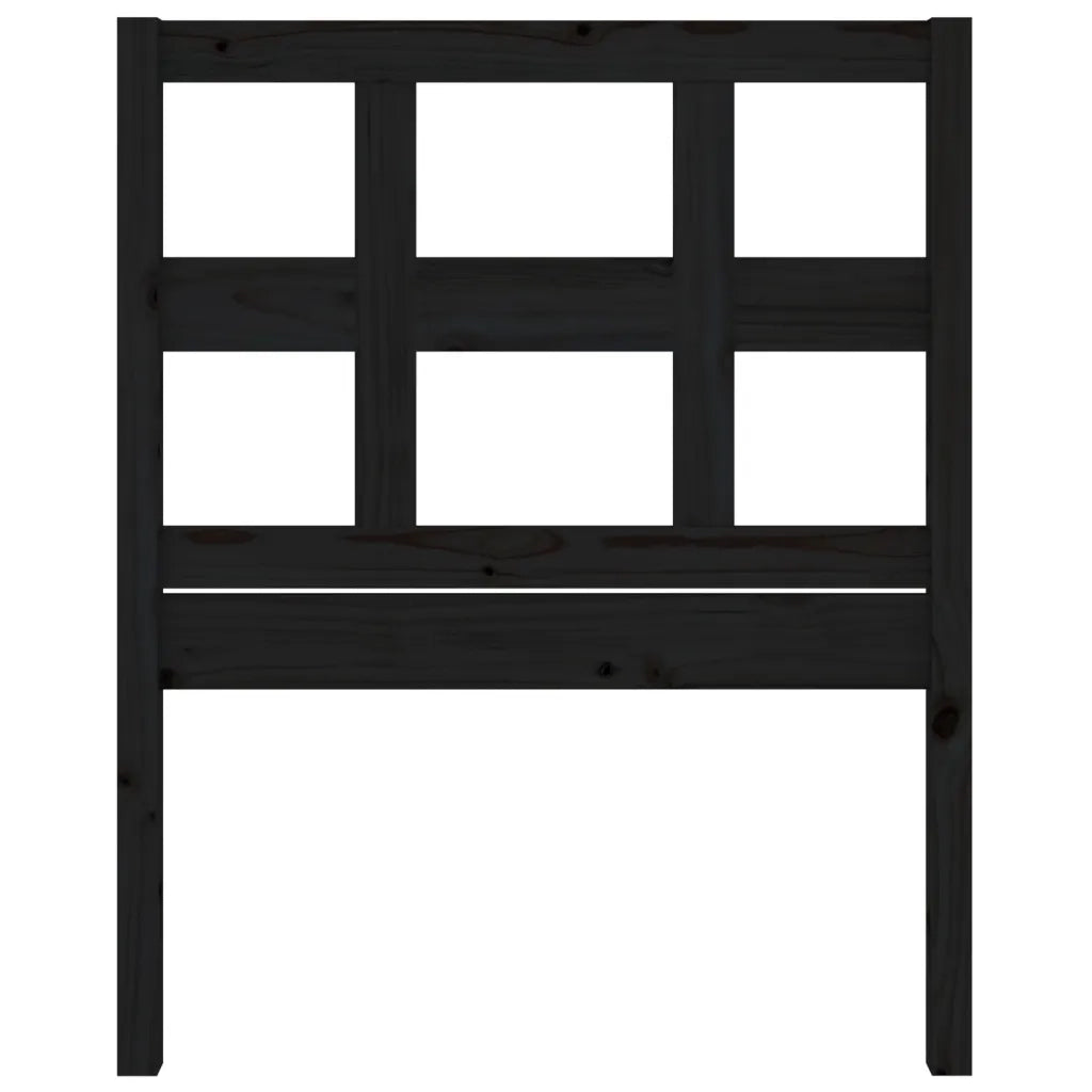 Testiera per Letto Nera 105,5x4x100cm in Legno Massello di Pino