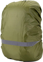 Impermeabile per zaini, acqua e vento resistente, strisce riflettenti, protezione zaino, impermeabile, 1 pezzo, copertura riflettente, Adatto per Escursioni all'aperto, Ciclismo, Arrampicata, Campeggio - Verde militare (L, 41-55L)