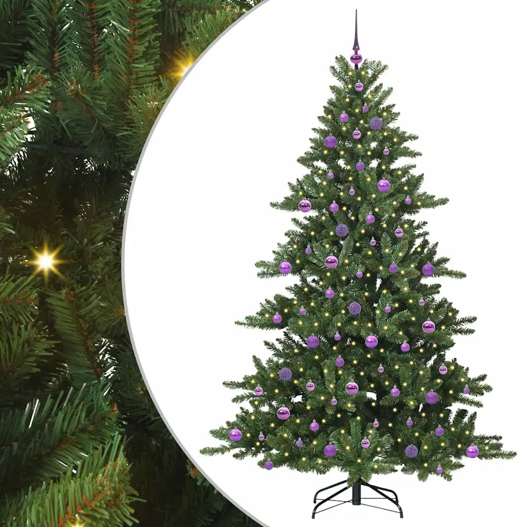 Albero di Natale Artificiale con Rami Pieghevoli Verde 210 cm