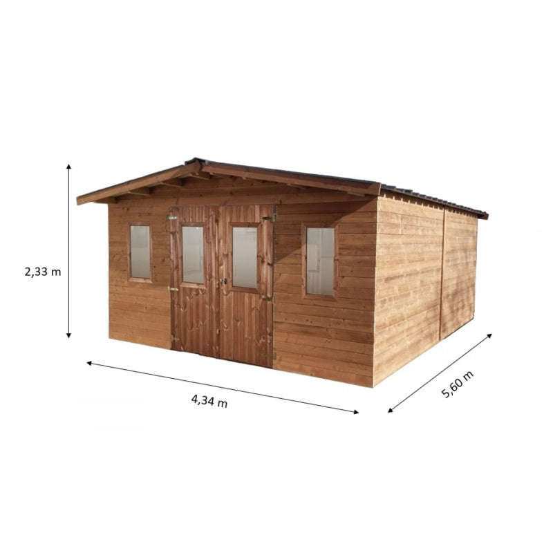 Casetta da giardino in legno 400x500 cm – Legno termotrattato 28 mm – Tetto in acciaio – THA4050.02T Foresta