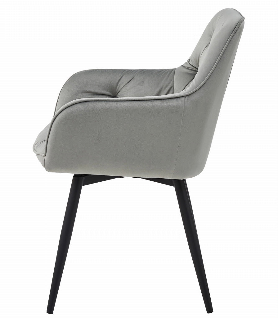 Sedia girevole in velluto VALORA LUKK360 - Grigio argento / Gambe nere