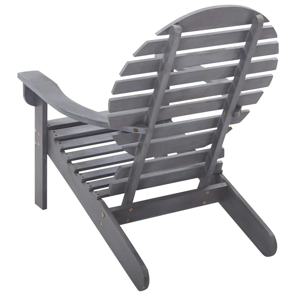 Sedia da Giardino | Sedia Adirondack in Legno Massello di Acacia Grigia