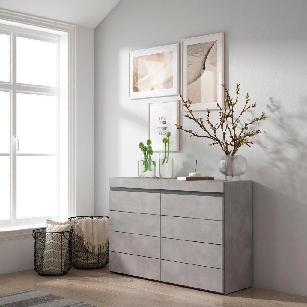 Cassettiera, 114x35x75cm, Camera da letto, Con Stoccaggio, grigio cemento RF3428