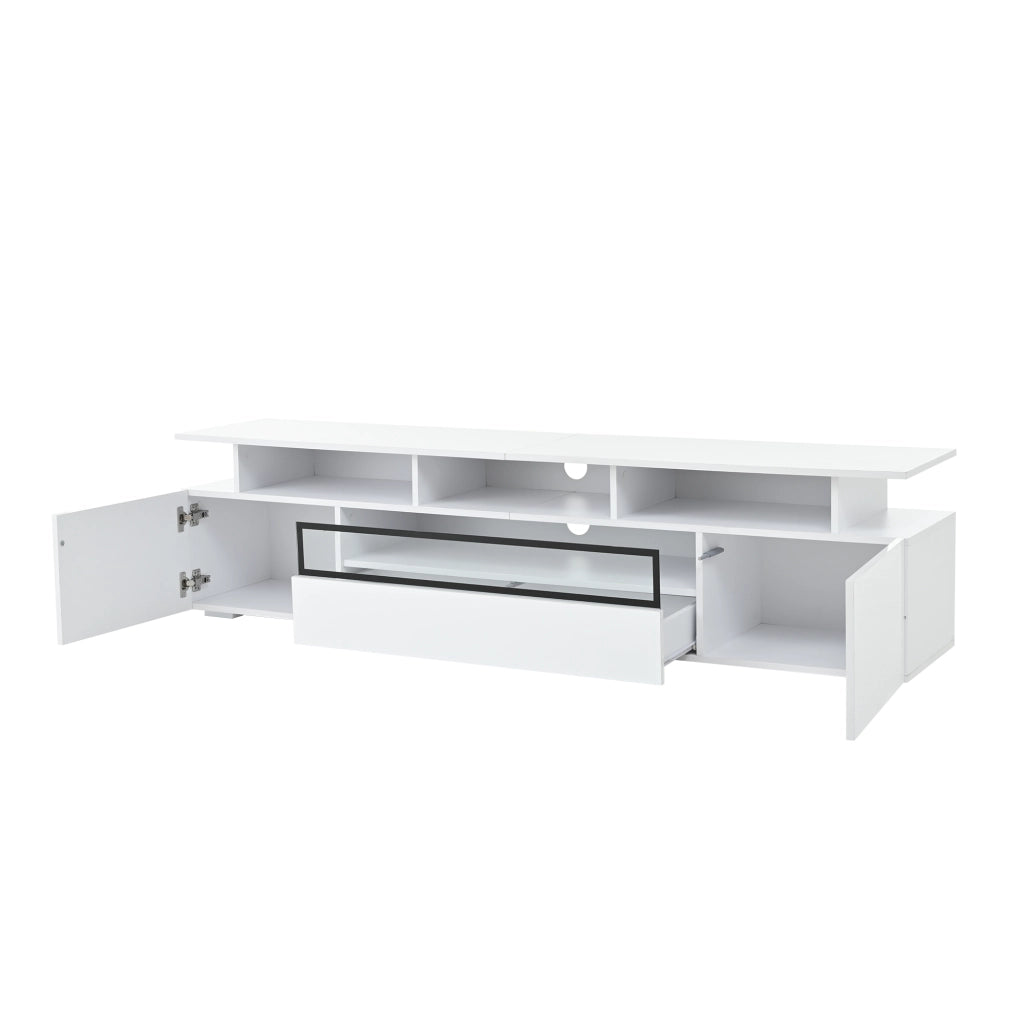 Mobile TV con 2 ante; 1 cassetto e luci LED - per soggiorno - 180 x 38 x 45 cm - bianco