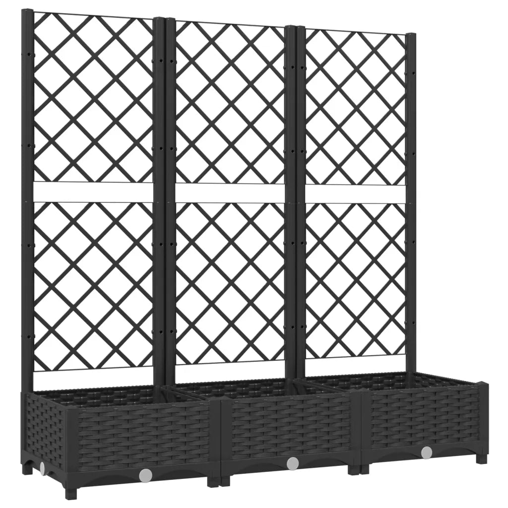 Fioriera da giardino con traliccio nera 120x40x121,5 cm PP 318272