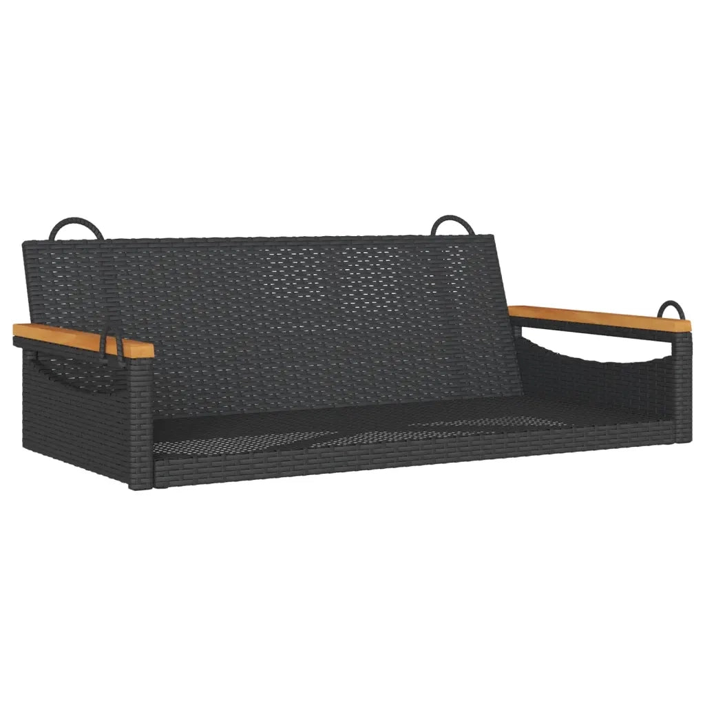 Panca da Giardino | Panchina Dondolo Nera 109x62x40 cm in Polyrattan