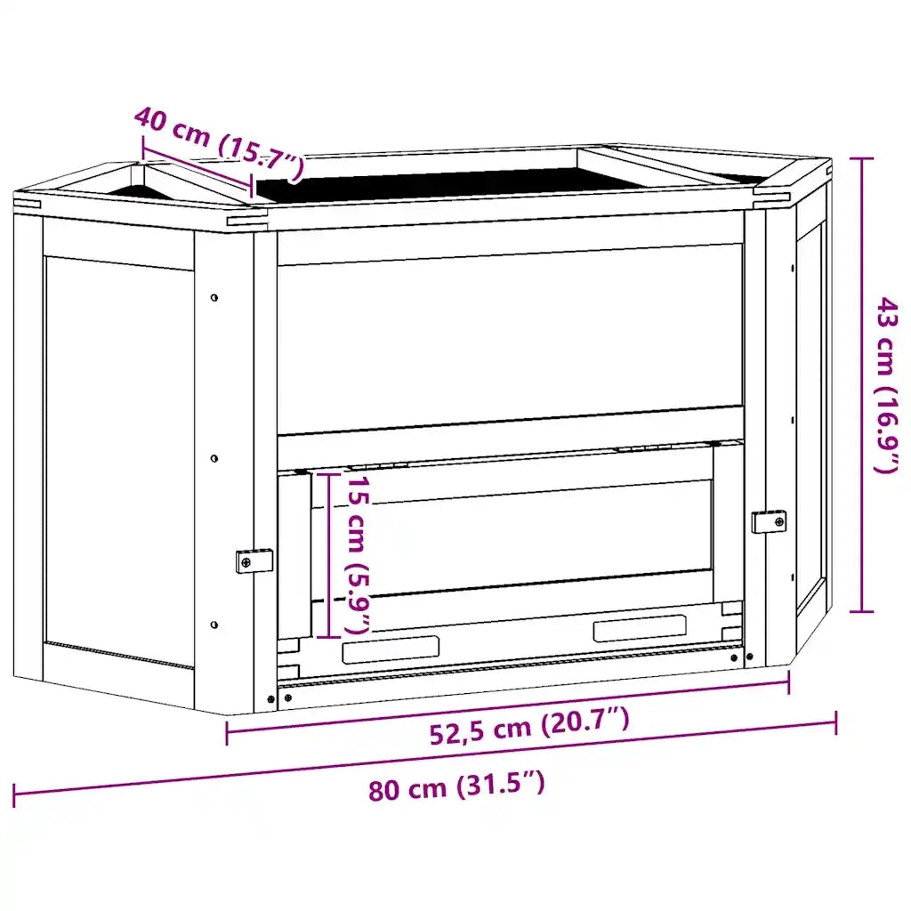 Gabbia per Criceti 80x40x43 cm in Legno Massello di Abete 172379