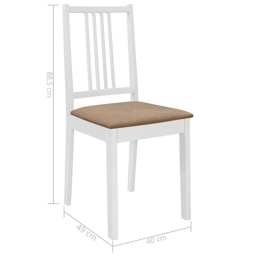 Sedie da Pranzo con Cuscini 2 pz Bianche in Legno Massello 247634