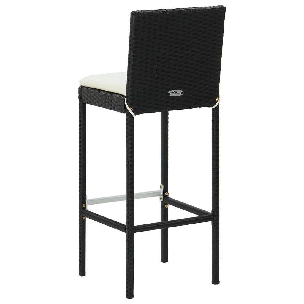 Sgabelli da Bar con Cuscini 2 pz Neri in Polyrattan cod mxl 71217