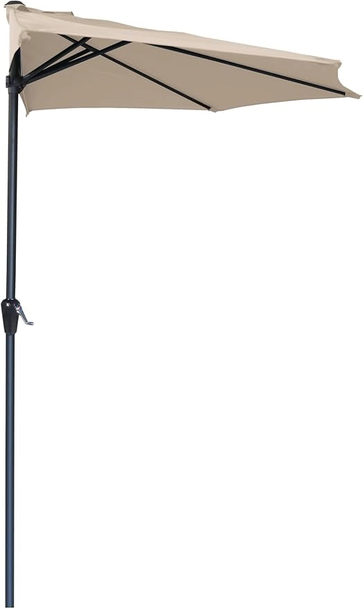 Ombrellone da Giardino Ø270x230A cm Half in Metallo e Poliestere Tortora