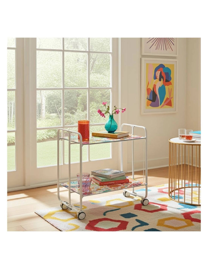 Carrello da cucina pieghevole bianco con ruote BAUHAUS 2 ripiani