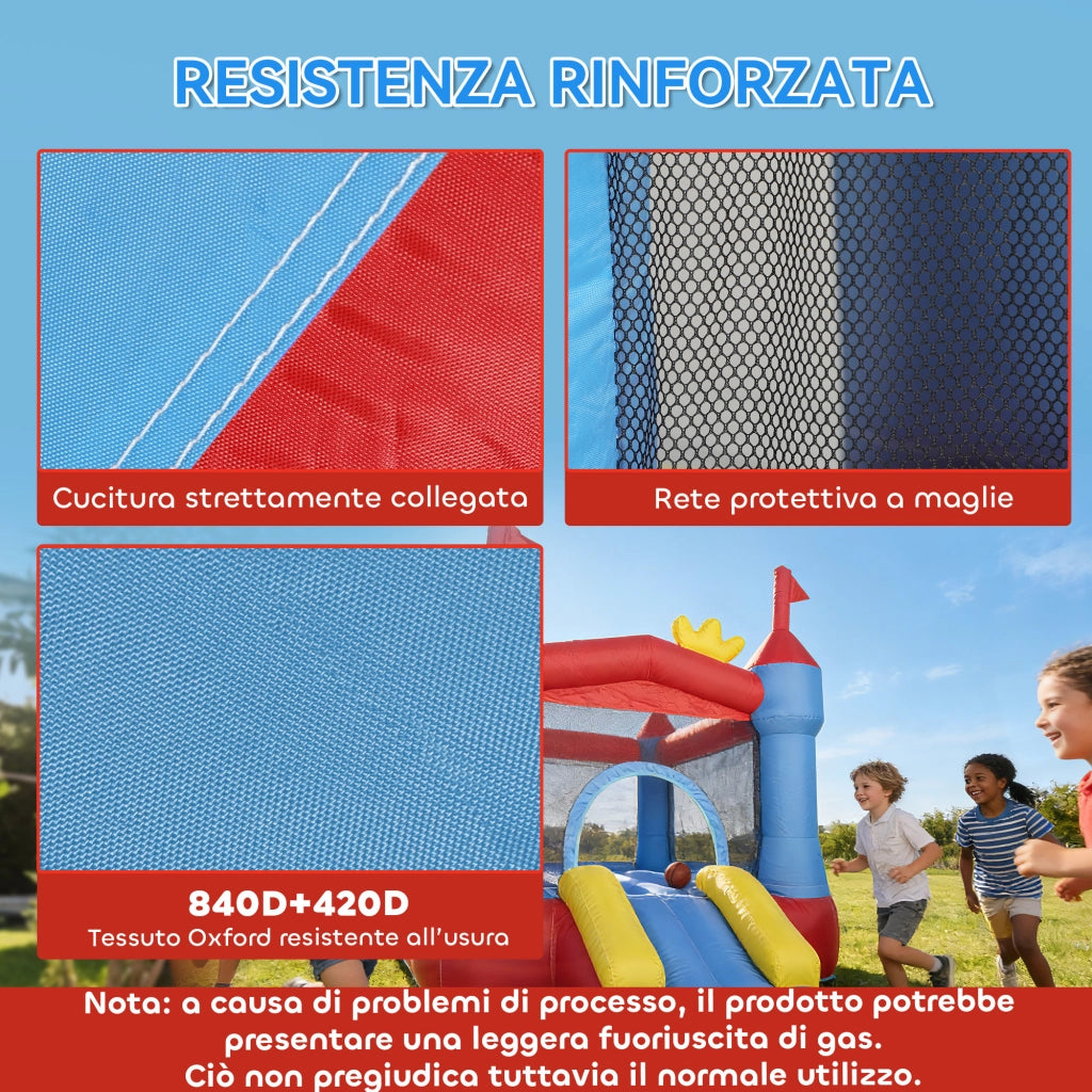 Castello Gonfiabile per Bambini 342x255x209 cm con Scivolo Piscina per Palline Canestro da Basket e Soffiatore in
