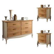 Gruppo cassettiera e due comodini legno shabby bicolore - Mobili 2G